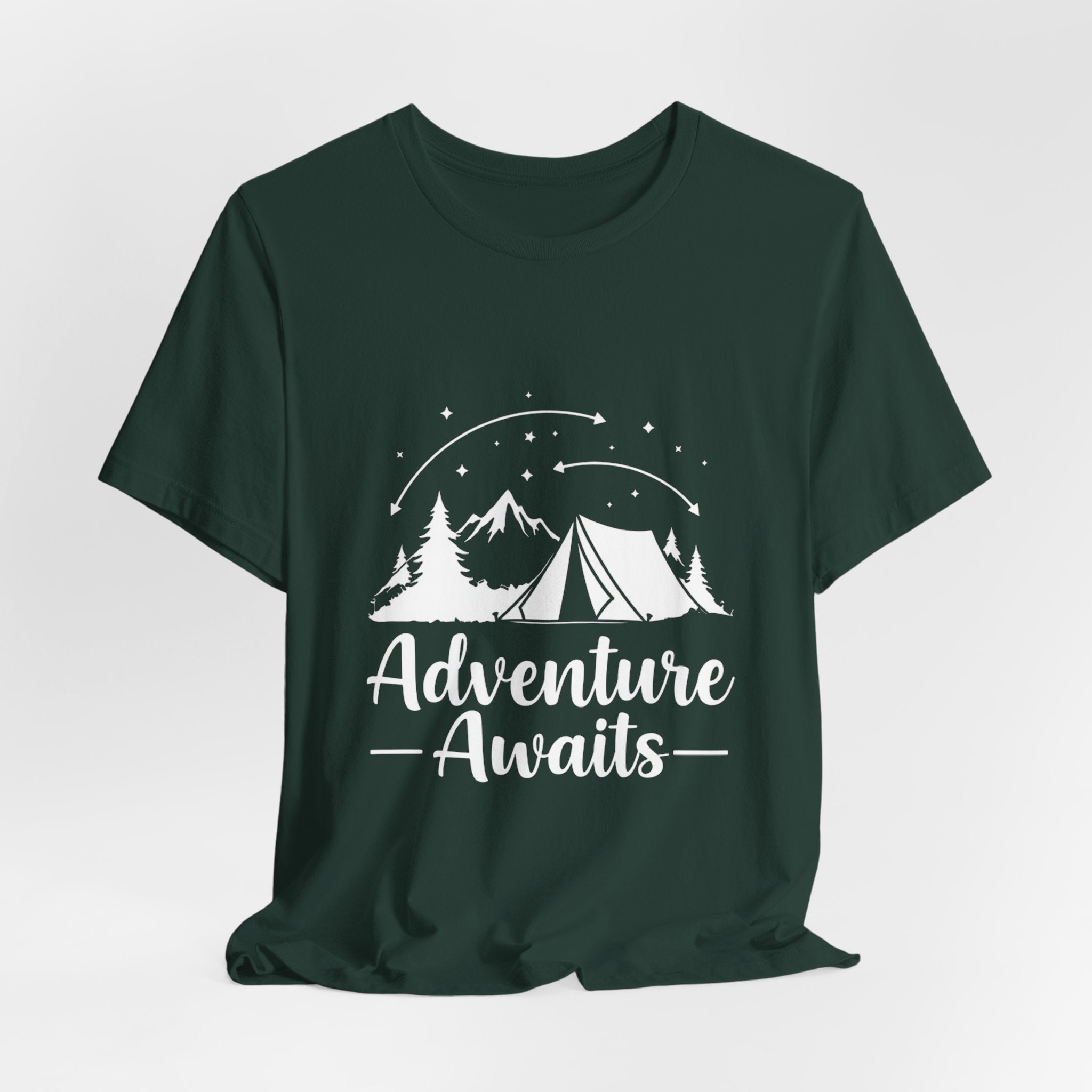 Adventure Awaits Forest Camp - Pine Trees T-Shirt - Wilderness Explorer Tee
