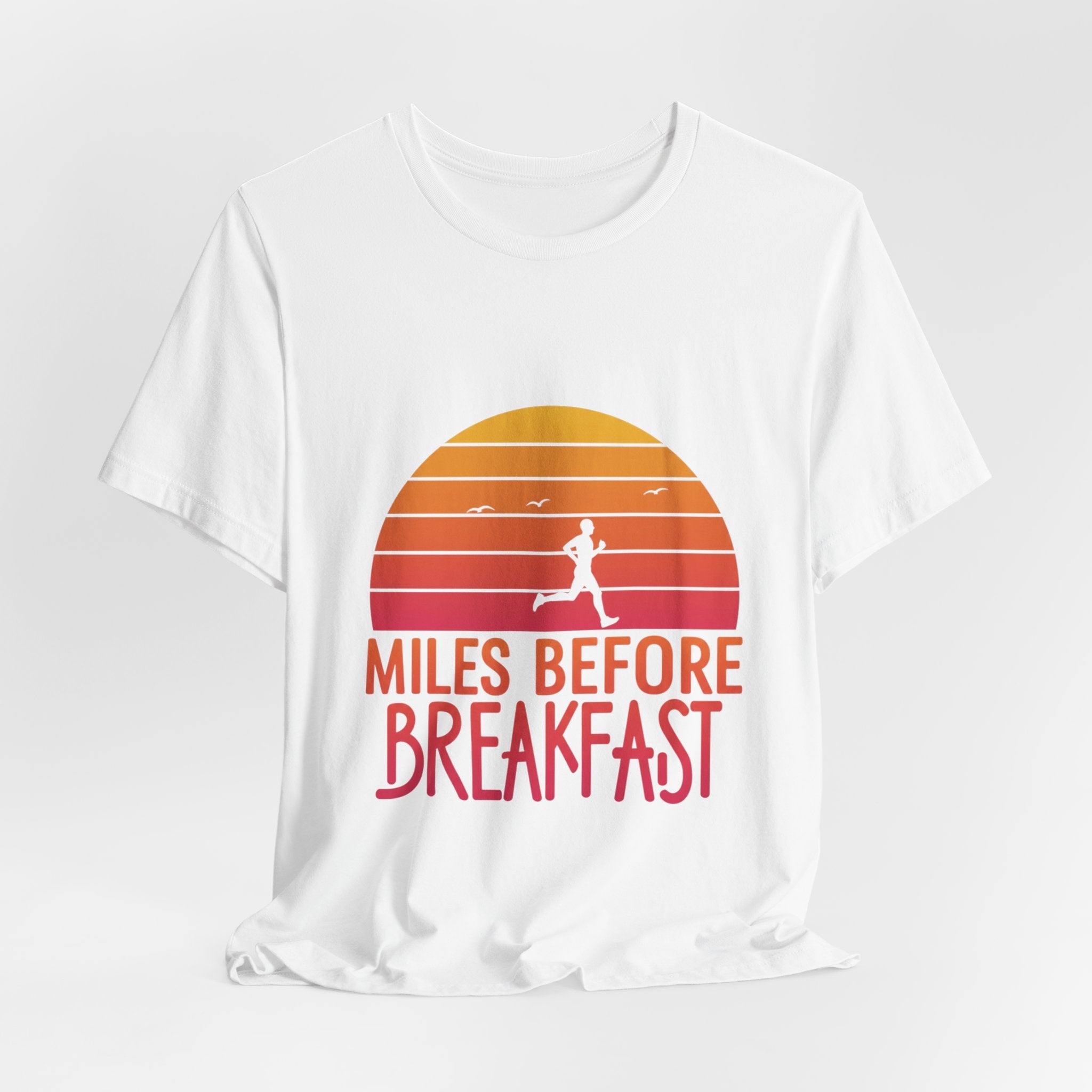 Miles Before Breakfast Bold - Typography Runner Tee - Morning Motivation Shirt