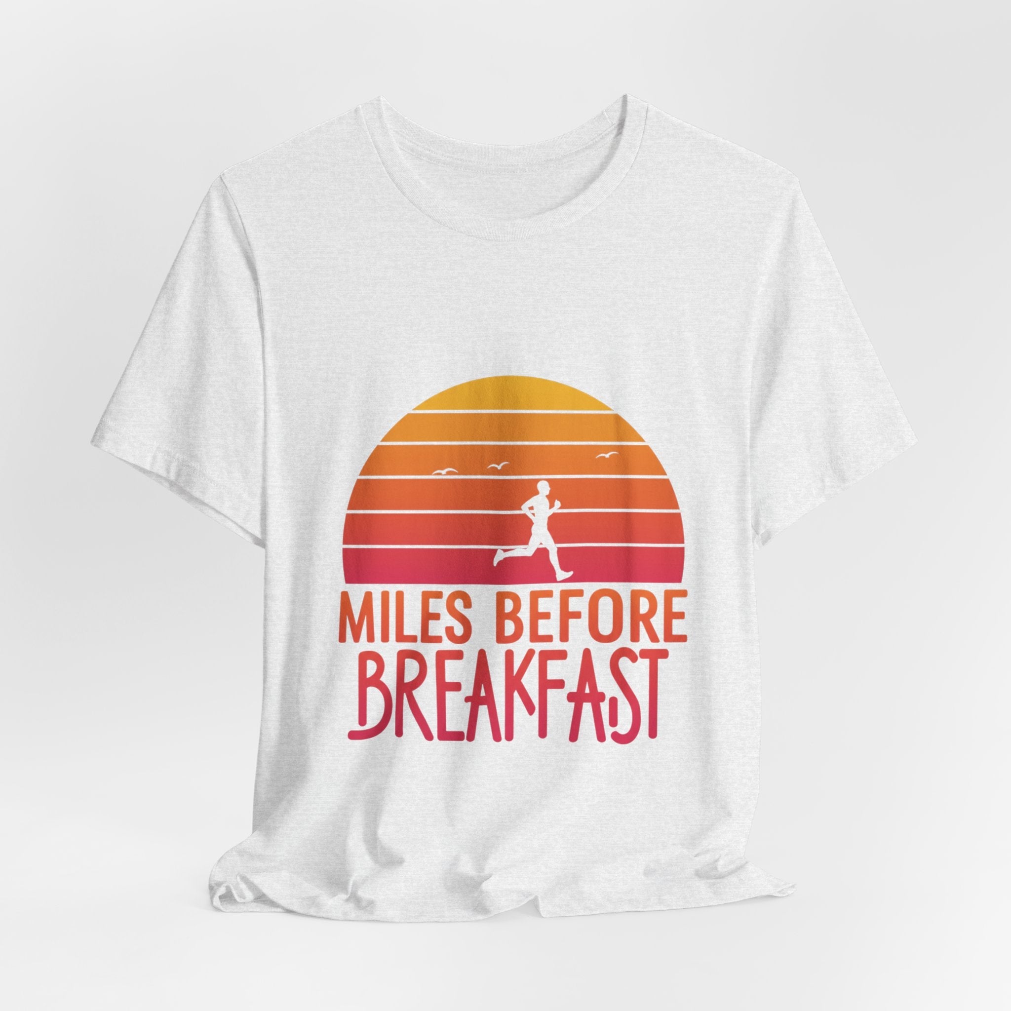 Miles Before Breakfast Bold - Typography Runner Tee - Morning Motivation Shirt